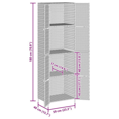 Armadietto Portaoggetti da Giardino 59x40x180 cm in Polyrattan | homemem39