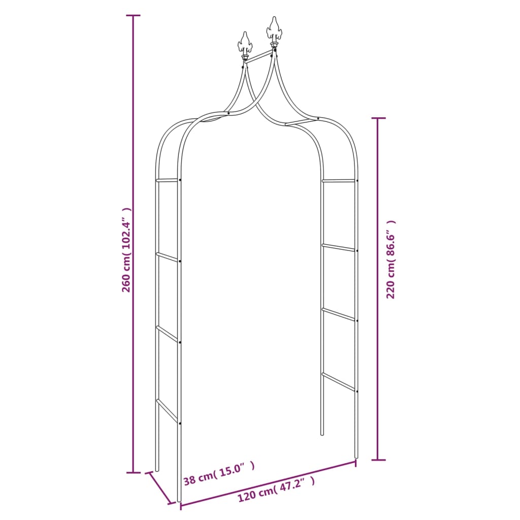 Archi da Giardino 2 pz Neri 120x38x260 cm Acciaio | homemem39