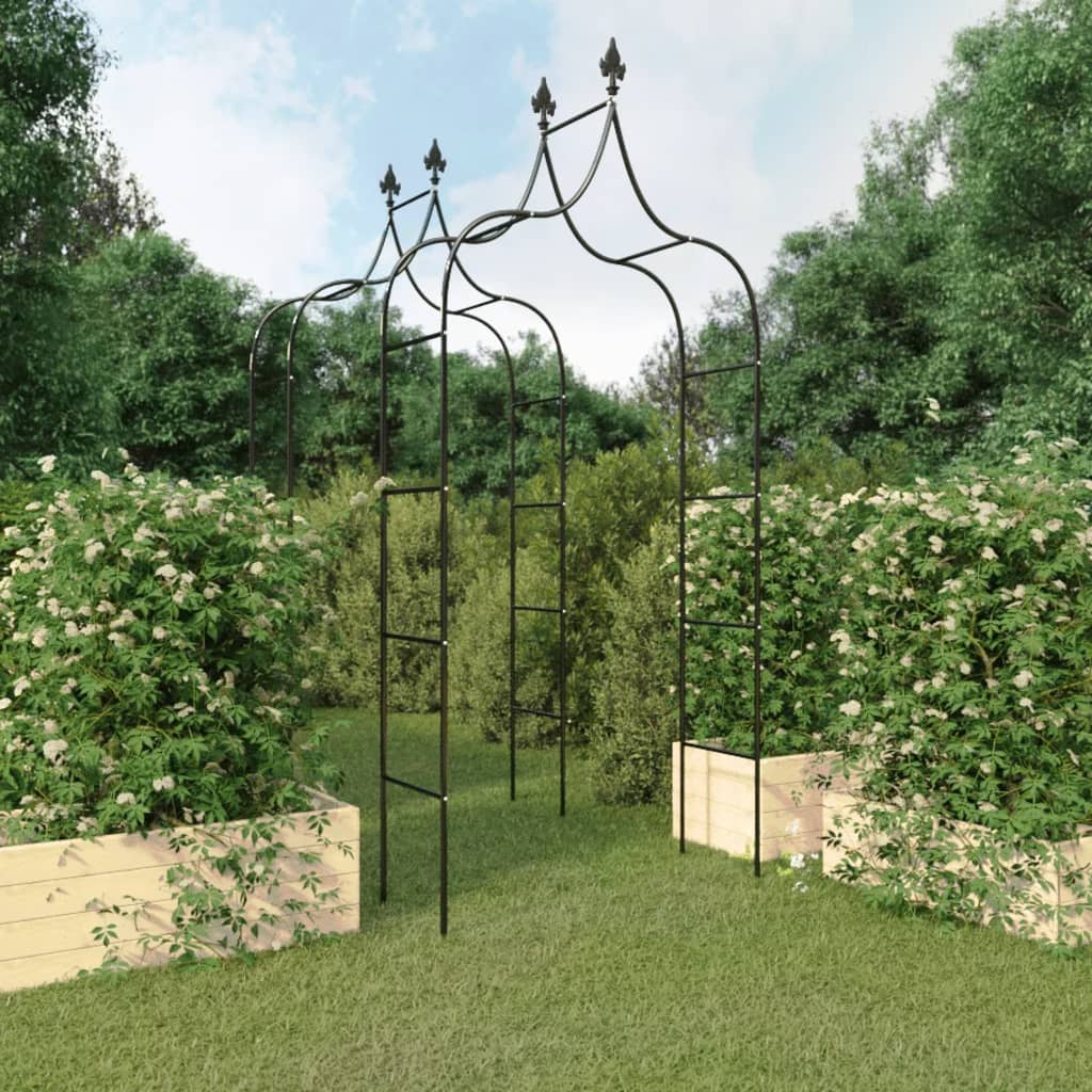 Archi da Giardino 2 pz Neri 120x38x260 cm Acciaio | homemem39