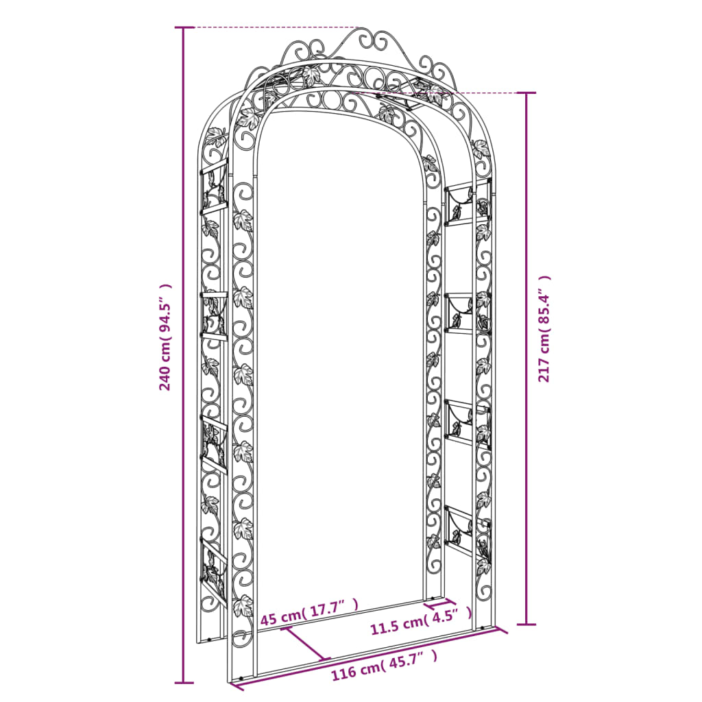 Arco da Giardino 116x45x240 cm Acciaio | homemem39