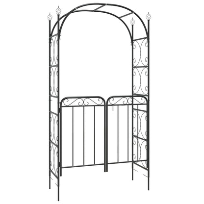 Arco da Giardino con Cancello Nero 108x45x235 cm Acciaio | homemem39