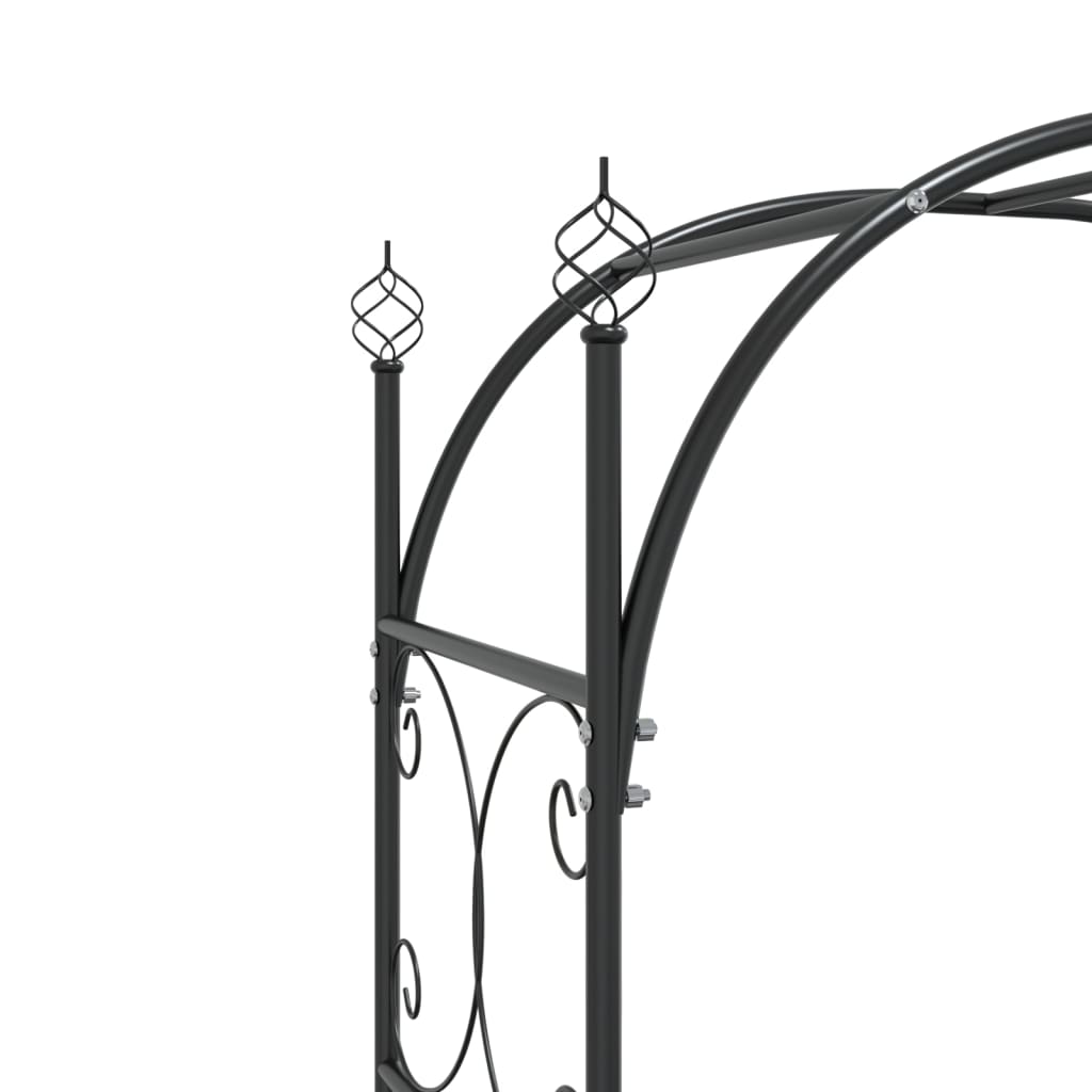Arco da Giardino con Cancello Nero 108x45x235 cm Acciaio | homemem39