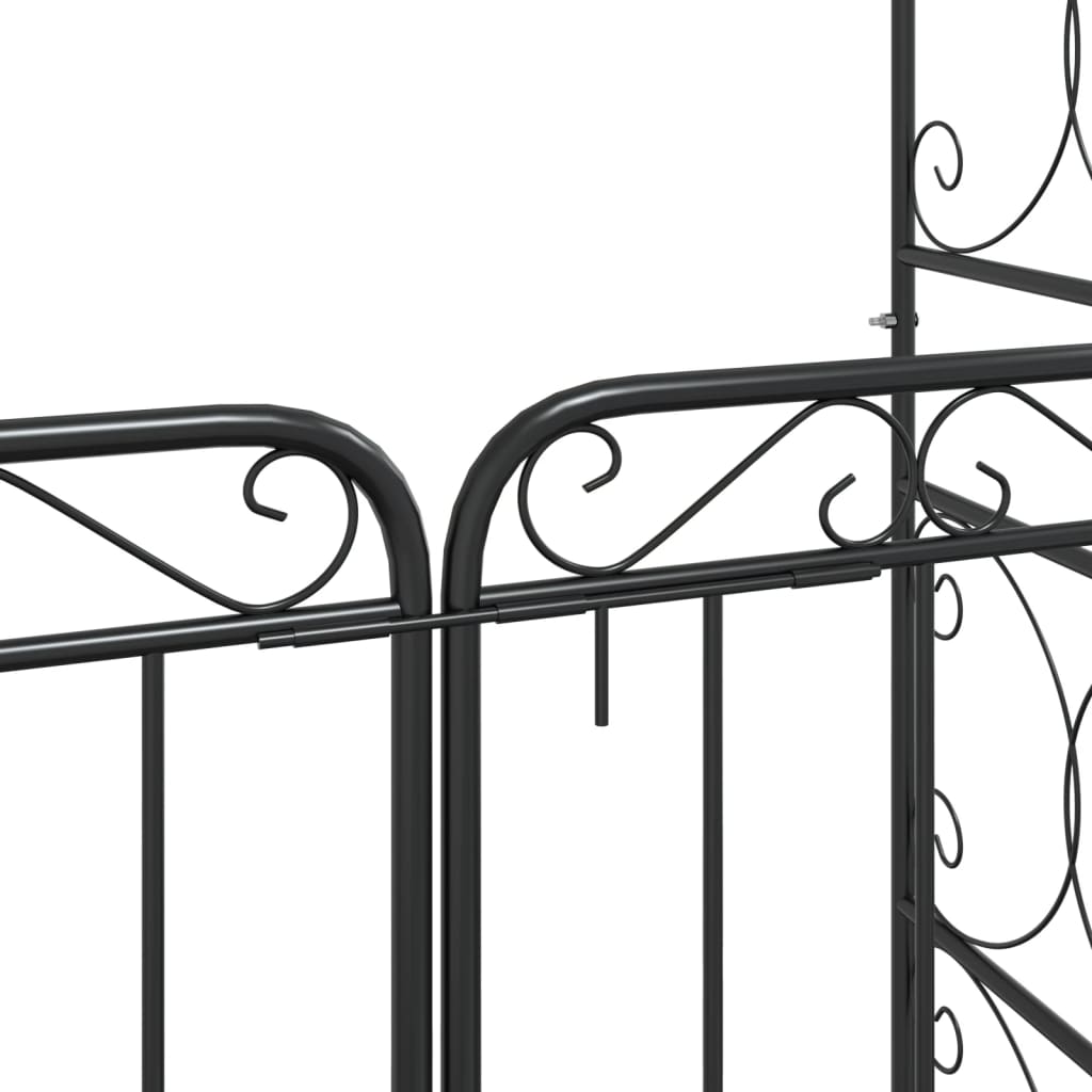 Arco da Giardino con Cancello Nero 108x45x235 cm Acciaio | homemem39