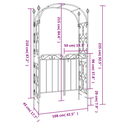 Arco da Giardino con Cancello Nero 108x45x235 cm Acciaio | homemem39