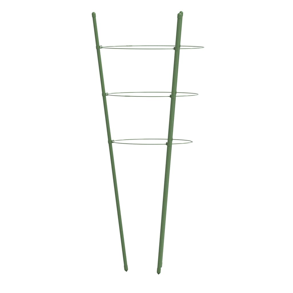 Supporti Piante da Giardino con 3 Anelli 5pz Verde 45cm Acciaio - homemem39