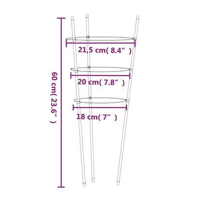 Supporti Piante da Giardino con 3 Anelli 5pz Verde 60cm Acciaio - homemem39