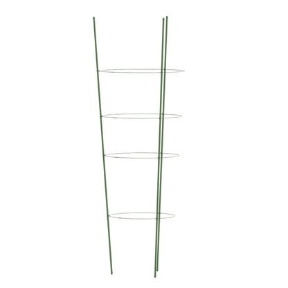 Supporti Piante da Giardino con 4 Anelli 5pz Verde 90cm Acciaio
