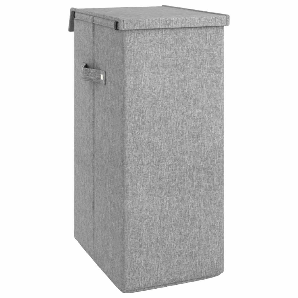 Cesto Biancheria Pieghevole Grigio 26x34,5x59,5 cm Lino Finto | homemem39