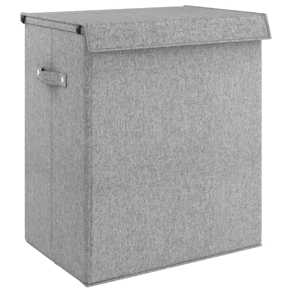 Cesto Biancheria Pieghevole Grigio 51x34,5x59 cm Lino Finto - homemem39