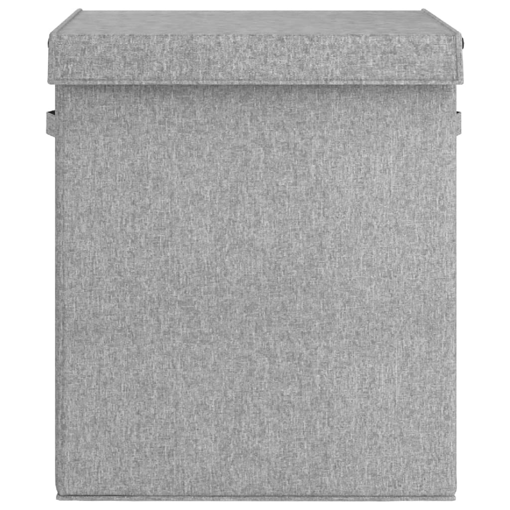 Cesto Biancheria Pieghevole Grigio 51x34,5x59 cm Lino Finto - homemem39