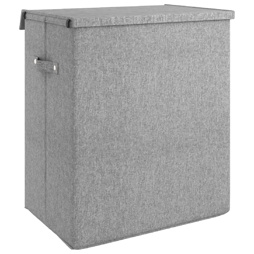 Cesto Biancheria Pieghevole Grigio 51x34,5x59 cm Lino Finto - homemem39