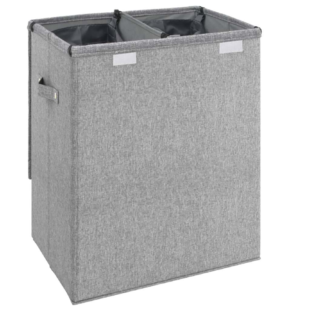 Cesto Biancheria Pieghevole Grigio 51x34,5x59 cm Lino Finto - homemem39