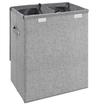 Cesto Biancheria Pieghevole Grigio 51x34,5x59 cm Lino Finto - homemem39