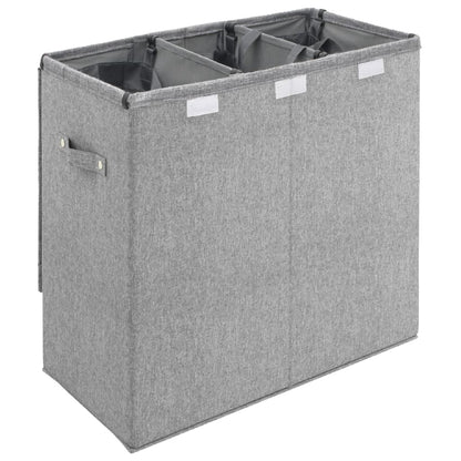 Cesto Biancheria Pieghevole Grigio 64,5x34,5x59 cm Lino Finto - homemem39