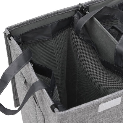Cesto Biancheria Pieghevole Grigio 64,5x34,5x59 cm Lino Finto - homemem39