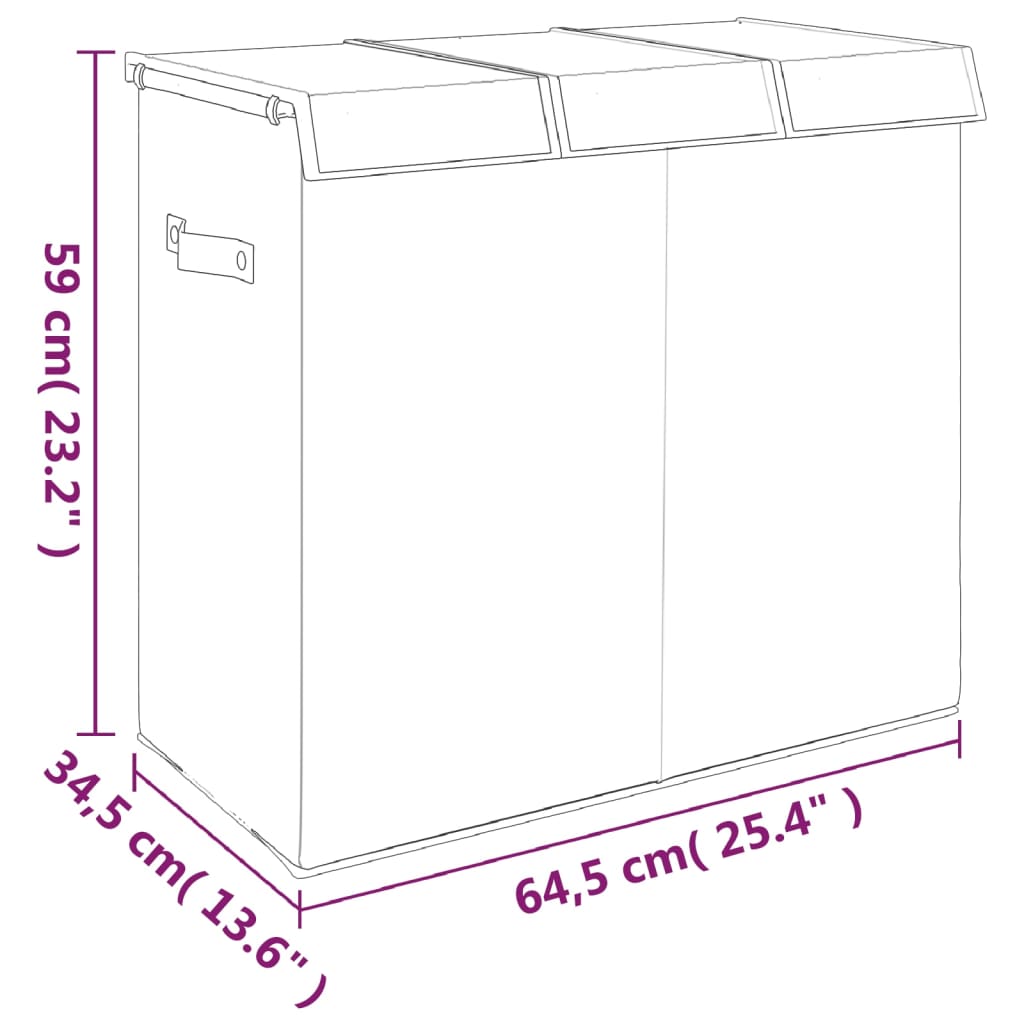 Cesto Biancheria Pieghevole Grigio 64,5x34,5x59 cm Lino Finto - homemem39