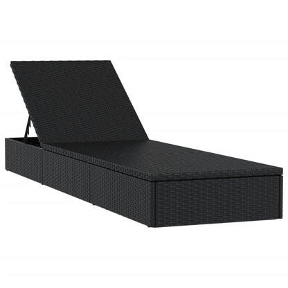 Lettino 1 pz con Cuscino Nero 201x55x62 cm in Polyrattan