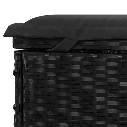 Lettino 1 pz con Cuscino Nero 201x55x62 cm in Polyrattan