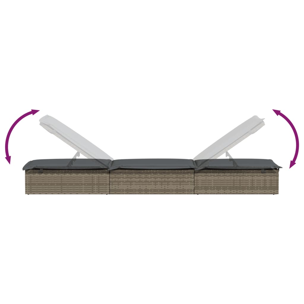 Lettino Prendisole 1 pz con Tavolino Grigio in Polyrattan - homemem39