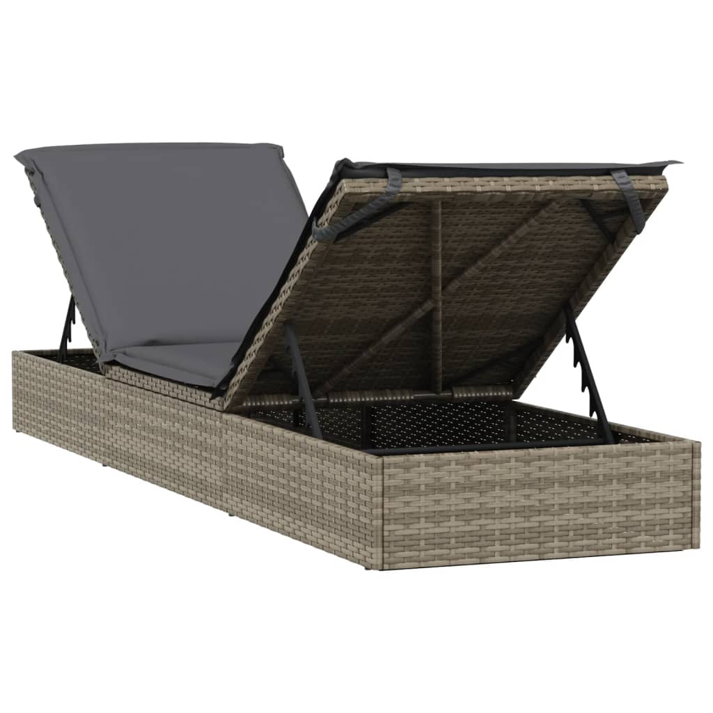 Lettino Prendisole 1 pz con Tavolino Grigio in Polyrattan - homemem39