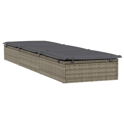 Lettini Prendisole 2pz con Tavolino Grigio in Polyrattan