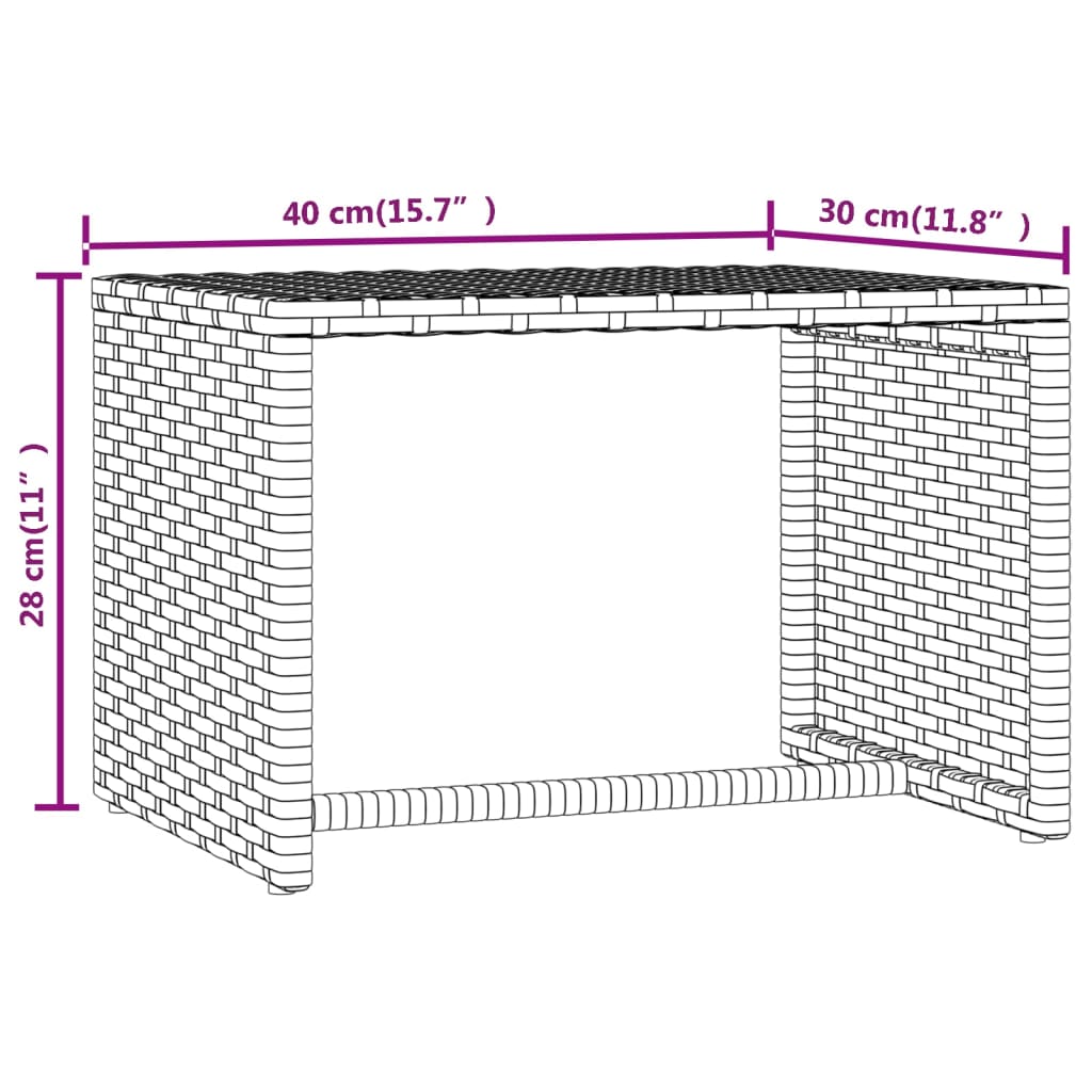Lettini Prendisole 2pz con Tavolino Grigio in Polyrattan - homemem39