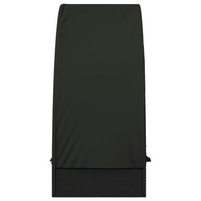 Lettino con Tetto Rotondo Nero 211x57x140 cm Polyrattan - homemem39