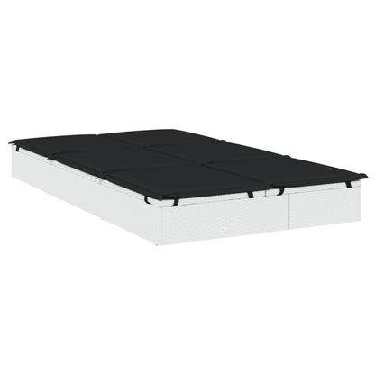 Lettino Prendisole 2 Persone con Cuscini Bianco in Polyrattan | homemem39
