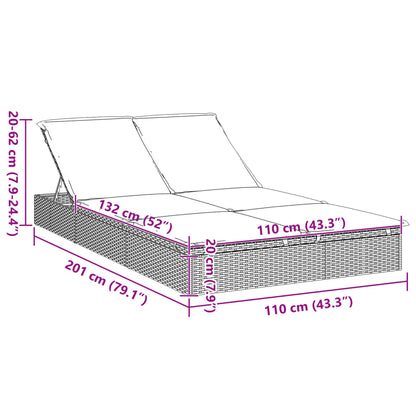 Lettino Prendisole 2 Persone con Cuscini Bianco in Polyrattan | homemem39