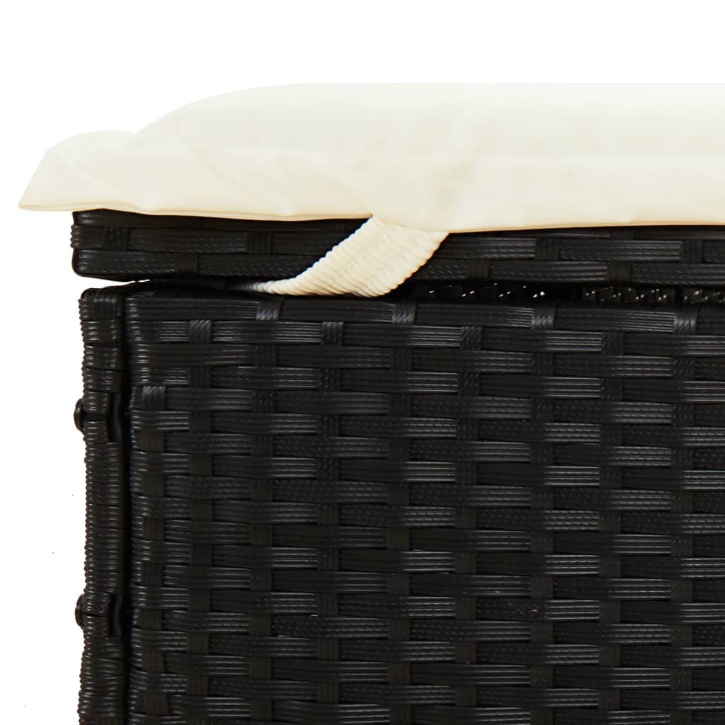 Lettino Doppio Tetto Rotondo Nero 211x112x140 cm in Polyrattan - homemem39