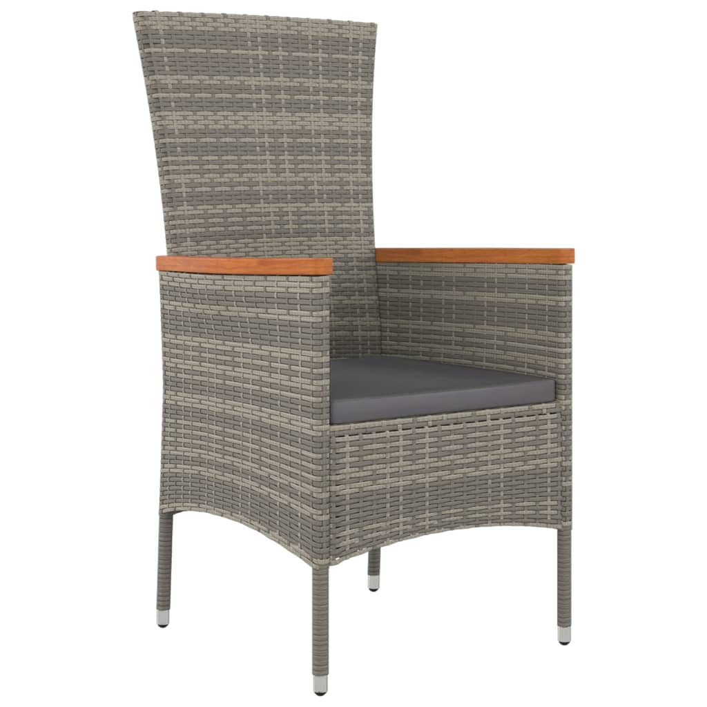 Sedie da Giardino con Cuscini 2 pz in Polyrattan Grigie - homemem39