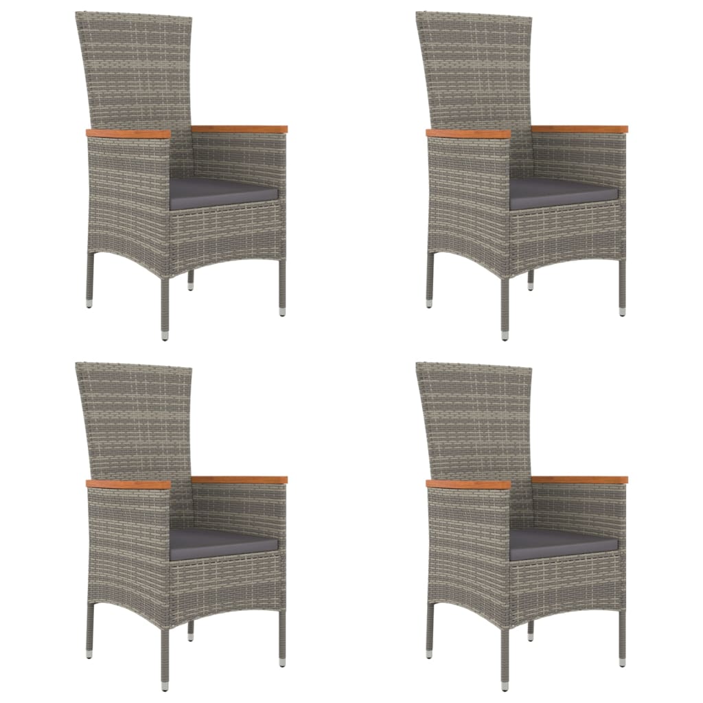 Sedie da Giardino con Cuscini 4 pz in Polyrattan Grigie - homemem39