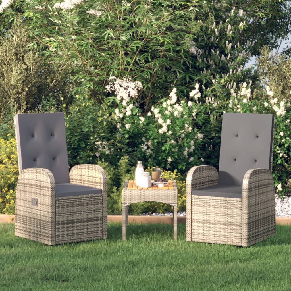 Sedie Reclinabili da Giardino con Cuscini 2pz Grigio Polyrattan - homemem39