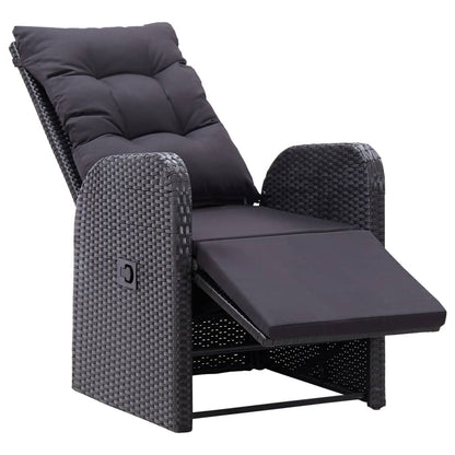 Sedie Reclinabili da Giardino con Cuscini 2pz Nero Polyrattan