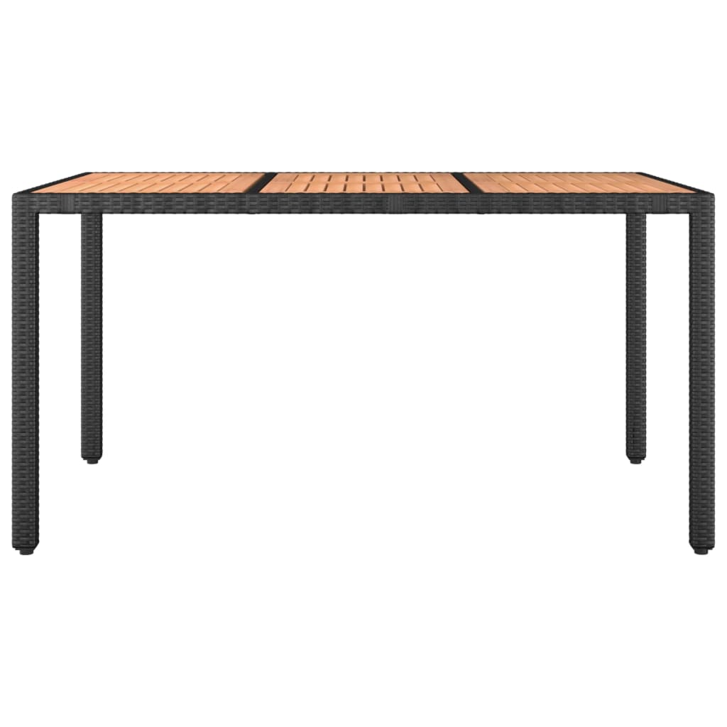 Tavolo da Giardino Piano Legno Nero Polyrattan Massello Acacia - homemem39