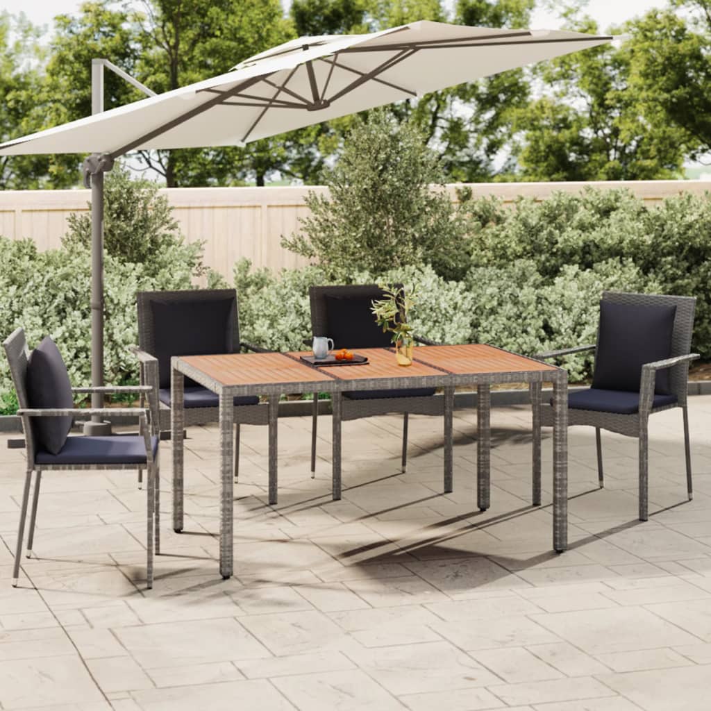 Tavolo Giardino Piano Legno Grigio Polyrattan e Massello Acacia | homemem39