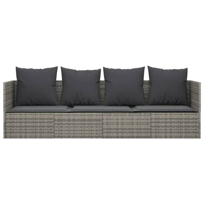 Lettino Prendisole da Esterno con Cuscini Grigio in Polyrattan - homemem39