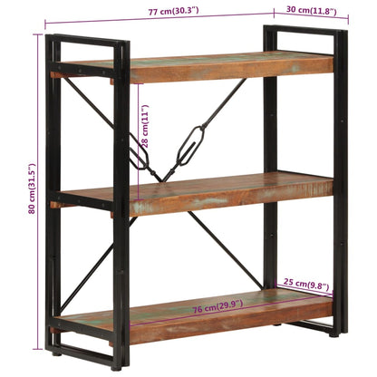 Libreria 3 Livelli 77x30x80 cm Legno Massello Recupero e Ferro | homemem39