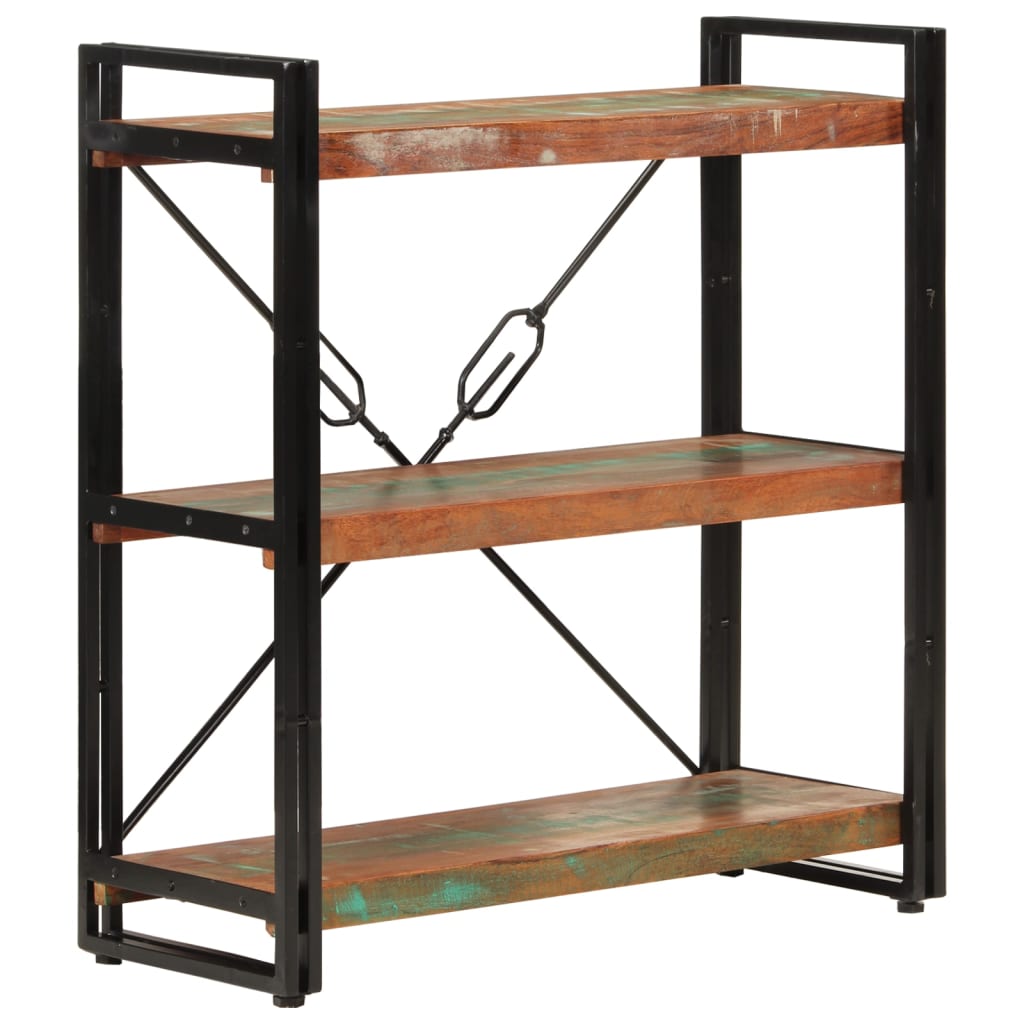 Libreria 3 Livelli 77x30x80 cm Legno Massello Recupero e Ferro | homemem39