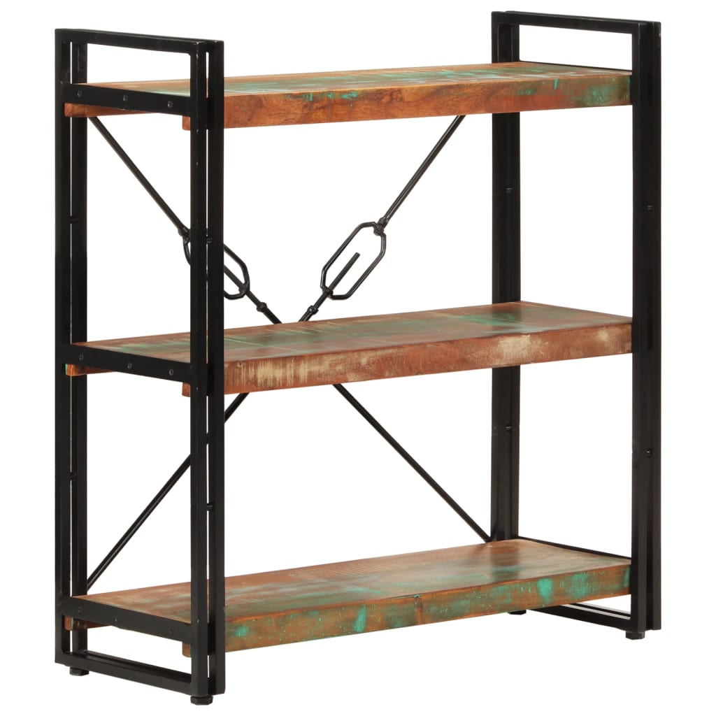 Libreria 3 Livelli 77x30x80 cm Legno Massello Recupero e Ferro | homemem39