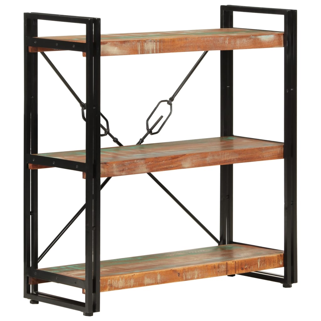 Libreria 3 Livelli 77x30x80 cm Legno Massello Recupero e Ferro | homemem39