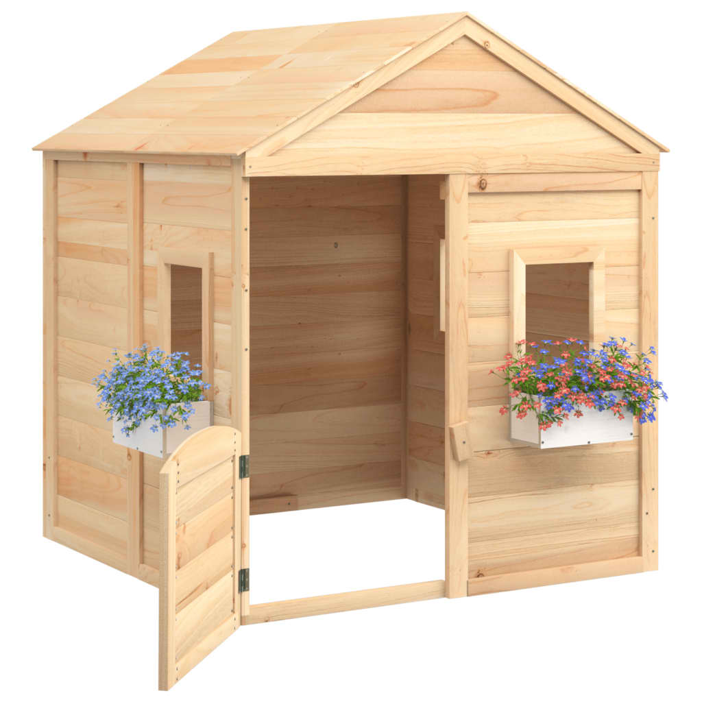 Casetta con Porta Chiudibile e Vasi Fiori Legno Massello Abete - homemem39