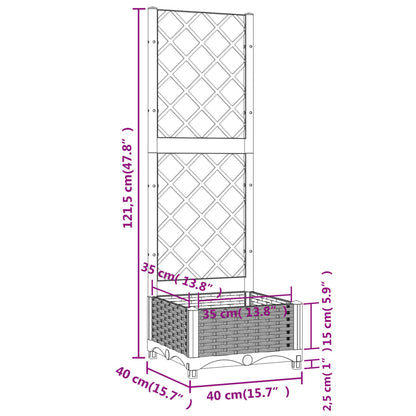 Fioriera da Giardino e Graticcio Grigio Chiaro 40x40x121,5cm PP | homemem39