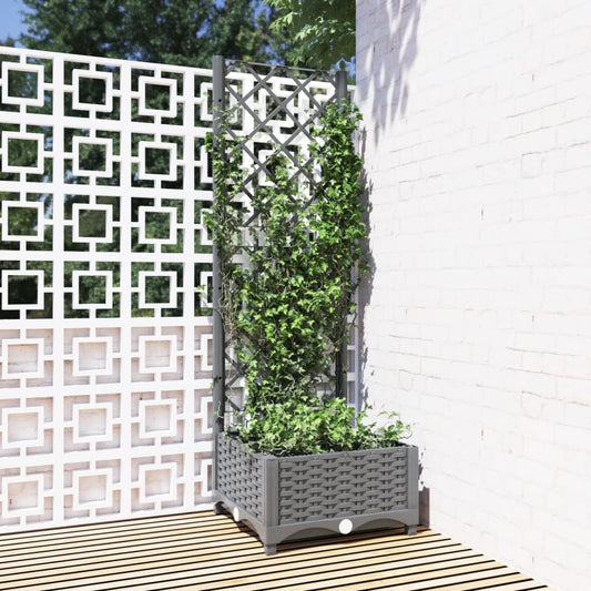 Fioriera da Giardino e Graticcio Grigio Chiaro 40x40x121,5cm PP - homemem39