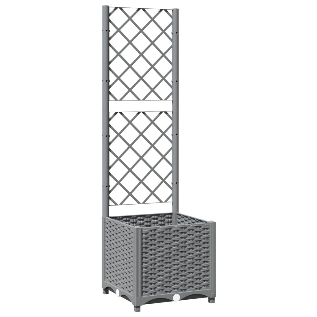 Fioriera da Giardino con Graticcio Grigio Chiaro 40x40x136cm PP | homemem39