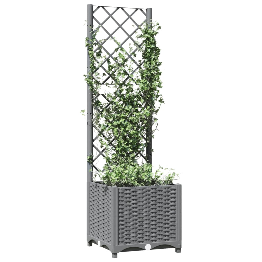 Fioriera da Giardino con Graticcio Grigio Chiaro 40x40x136cm PP | homemem39
