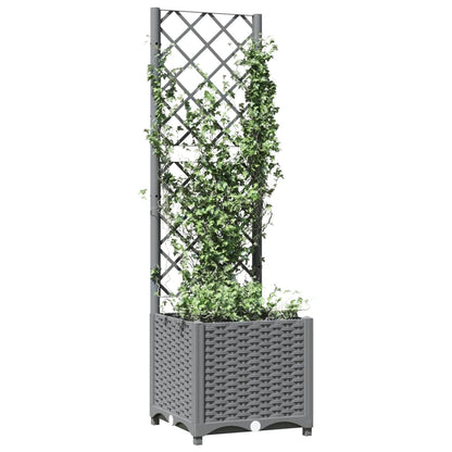 Fioriera da Giardino con Graticcio Grigio Chiaro 40x40x136cm PP | homemem39