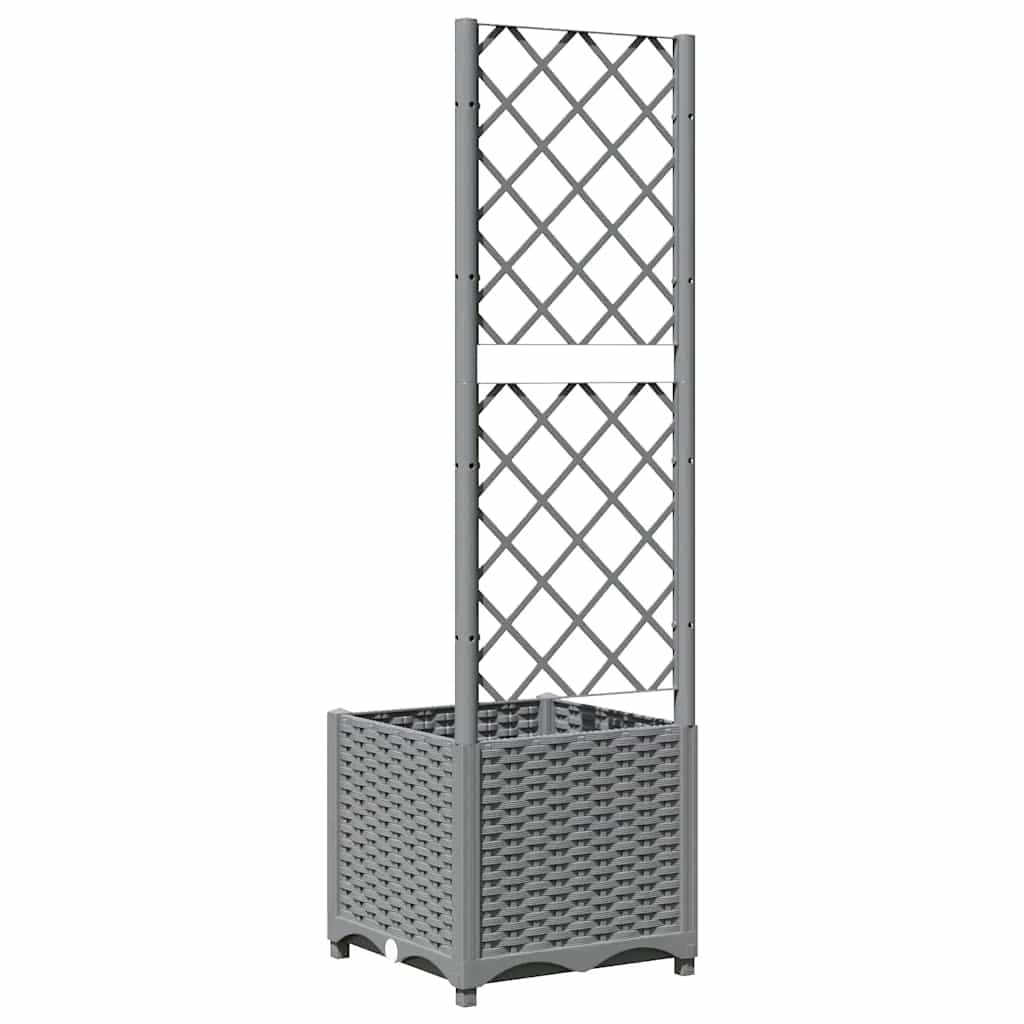 Fioriera da Giardino con Graticcio Grigio Chiaro 40x40x136cm PP | homemem39
