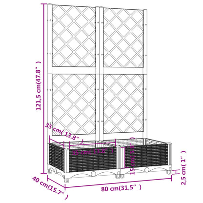 Fioriera da Giardino e Graticcio Grigio Chiaro 80x40x121,5cm PP | homemem39