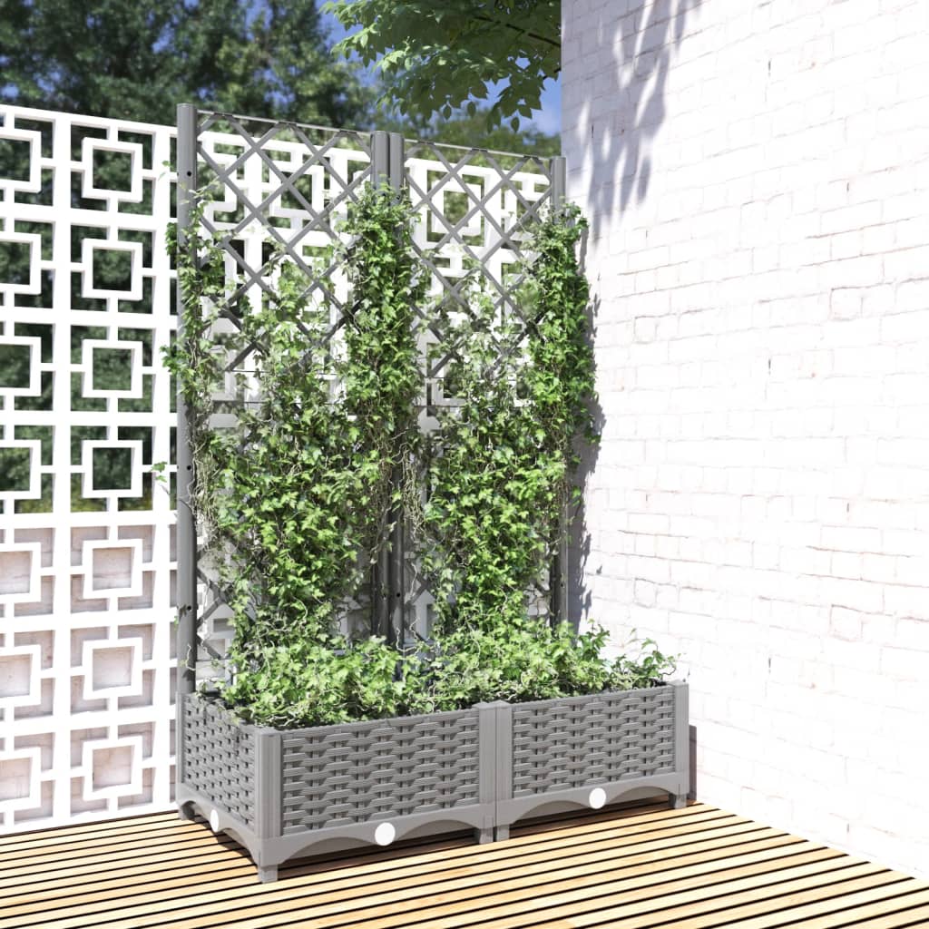 Fioriera da Giardino e Graticcio Grigio Chiaro 80x40x121,5cm PP | homemem39